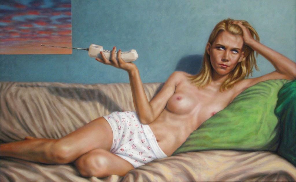 Couched Woman with Phone